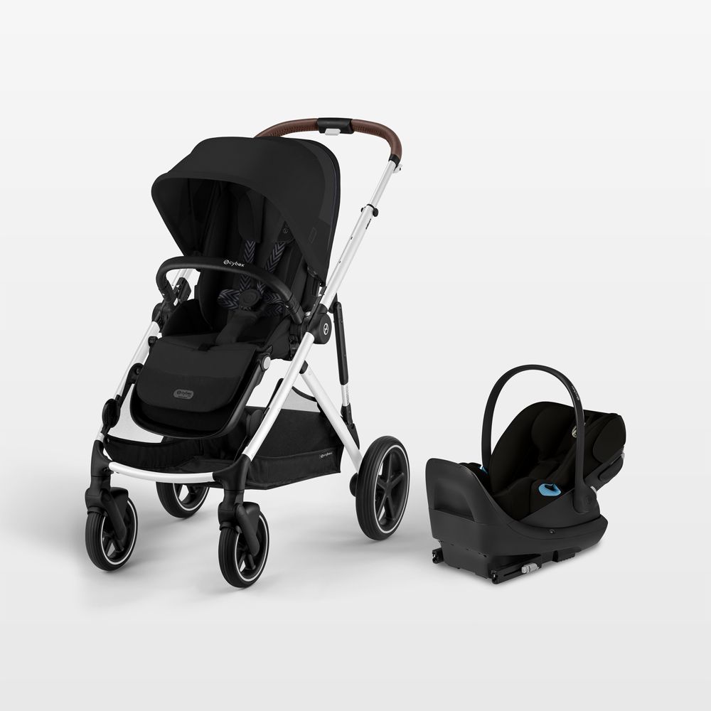 Cybex Gazelle S Moon Black with Silver Frame Baby Stroller + Cloud G Pro Travel System