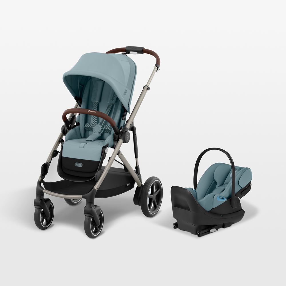 Cybex eGazelle S Stormy Blue with Taupe Frame Baby Stroller + Cloud G Pro Travel System