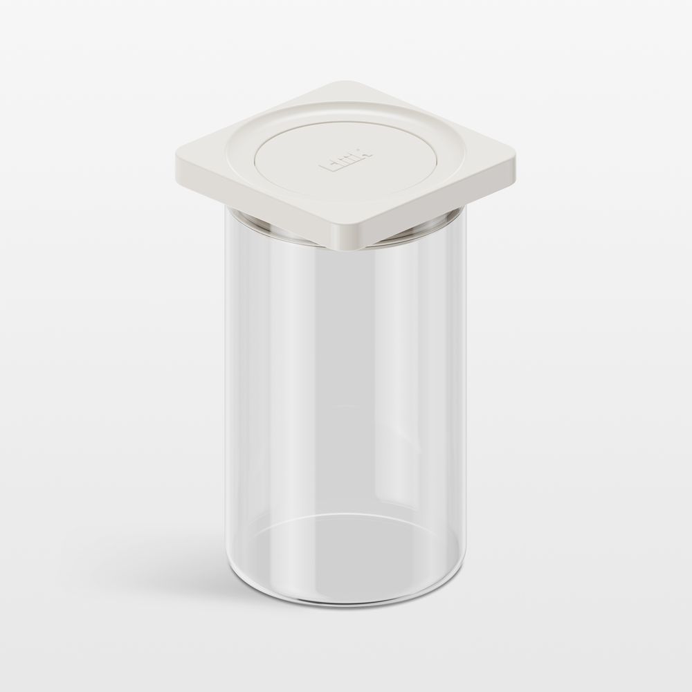 cliik Medium Cream Press Glass Canister