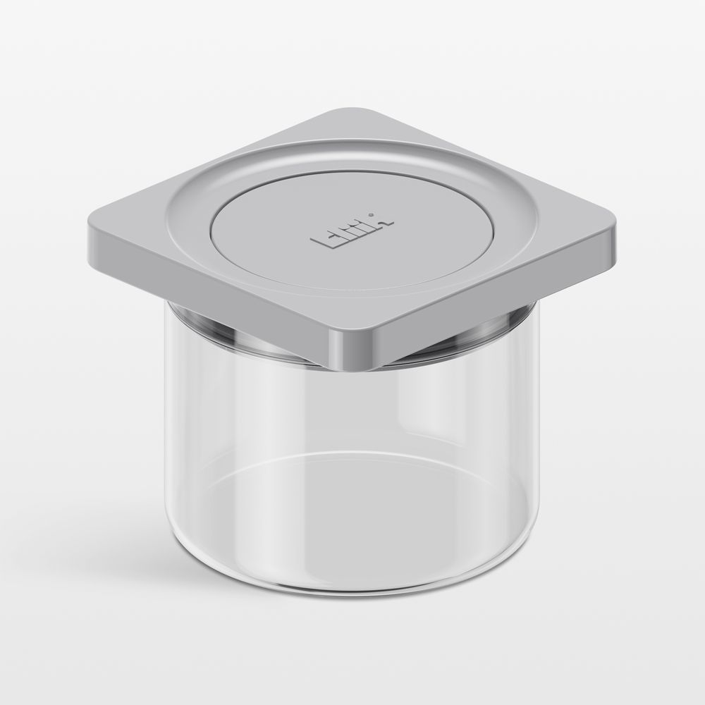 cliik Small Grey Press Glass Canister