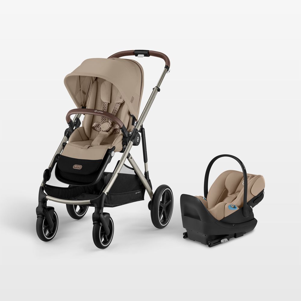 Cybex Gazelle S Almond Beige with Taupe Frame Baby Stroller + Cloud G Pro Travel System