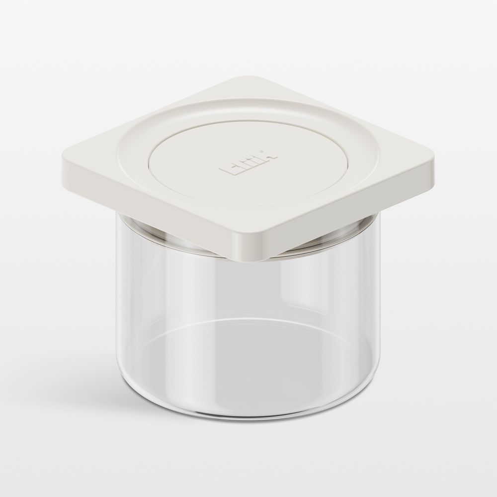 cliik Small Cream Press Glass Canister