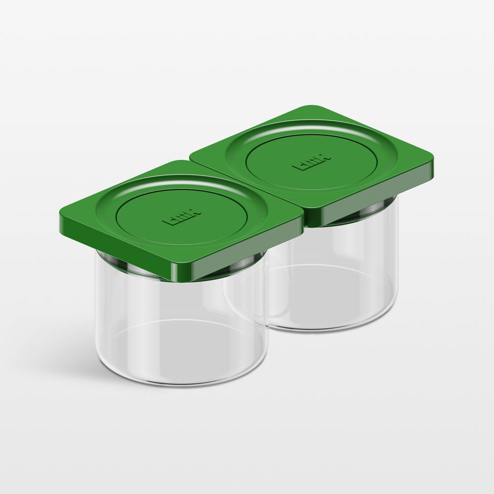 cliik Small Green 2-Pack Press Glass Canisters
