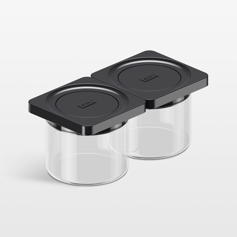 cliik Small Black 2-Pack Press Glass Canisters