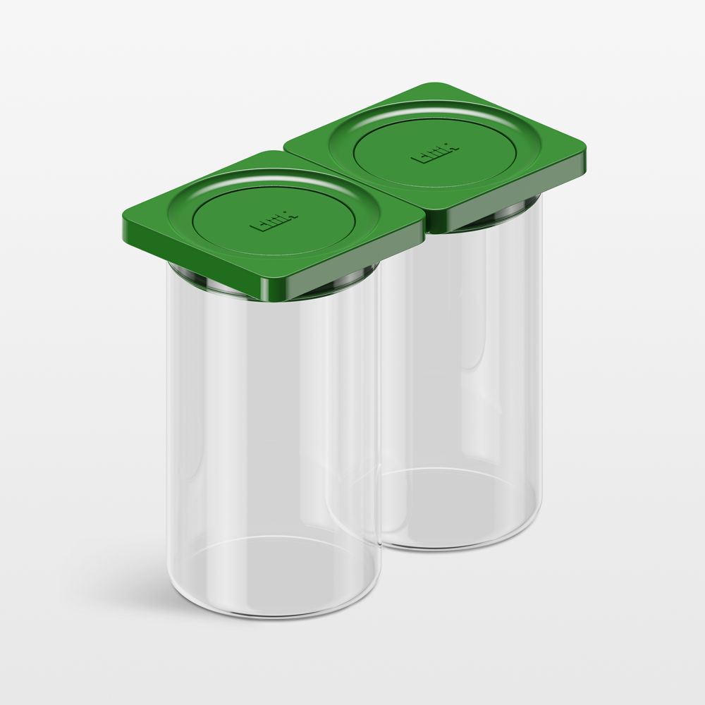 cliik Medium Green 2-Pack Press Glass Canisters