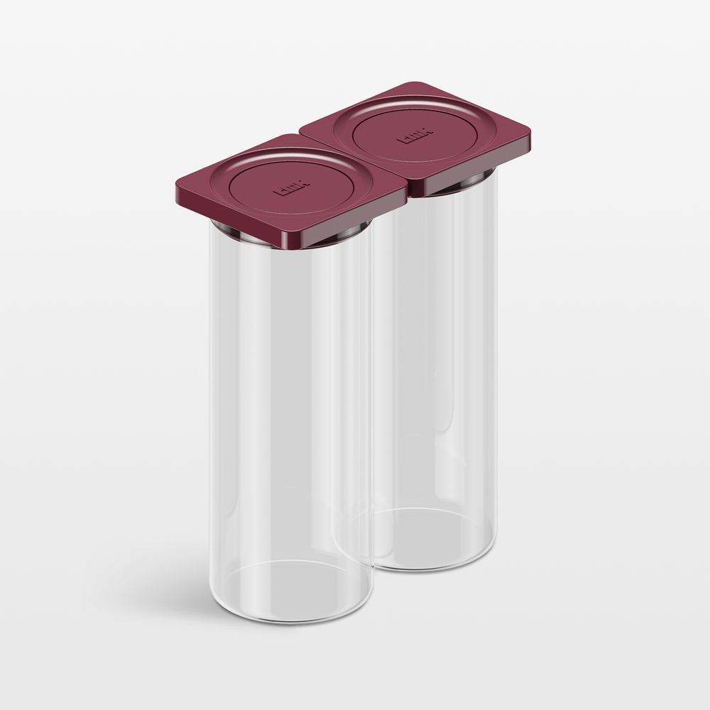 cliik Large Maroon 2-Pack Press Glass Canisters