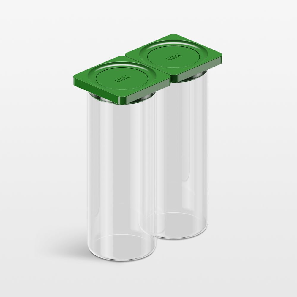 cliik Large Green 2-Pack Press Glass Canisters