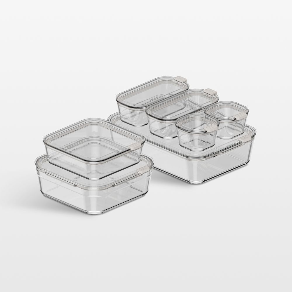 cliik Stack Cream 14-Piece Glass Food Storage Container Set