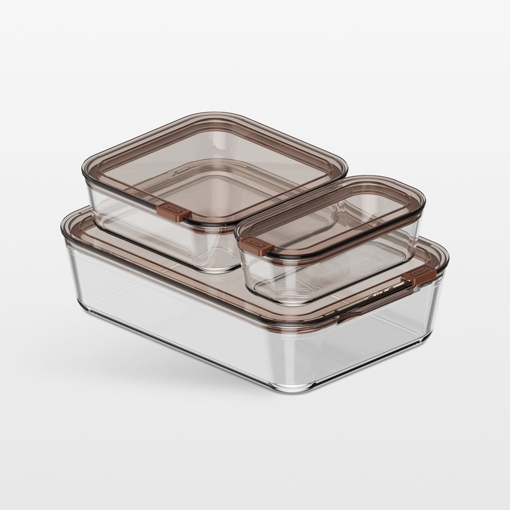 cliik Stack Large Brown Glass Food Storage Containers Family Set