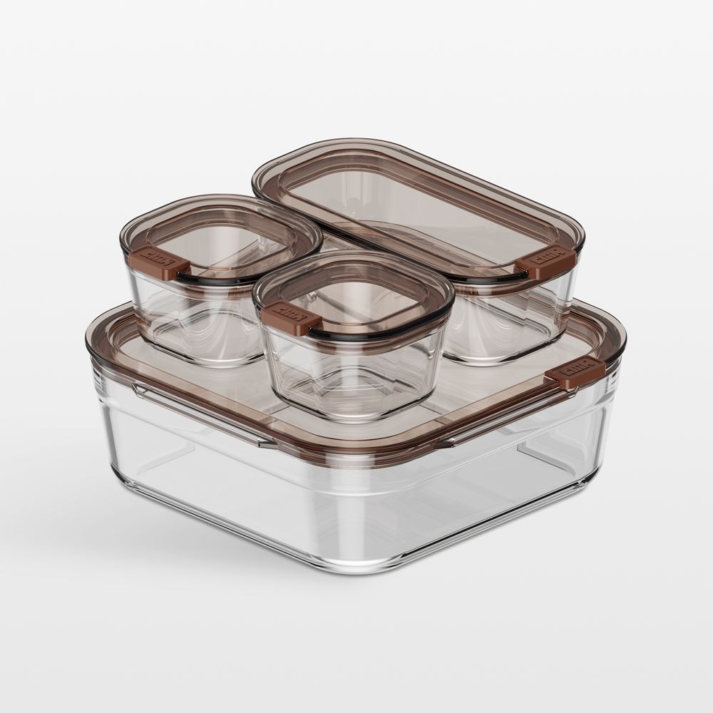 cliik Stack Small Brown Glass Food Storage Containers Family Set