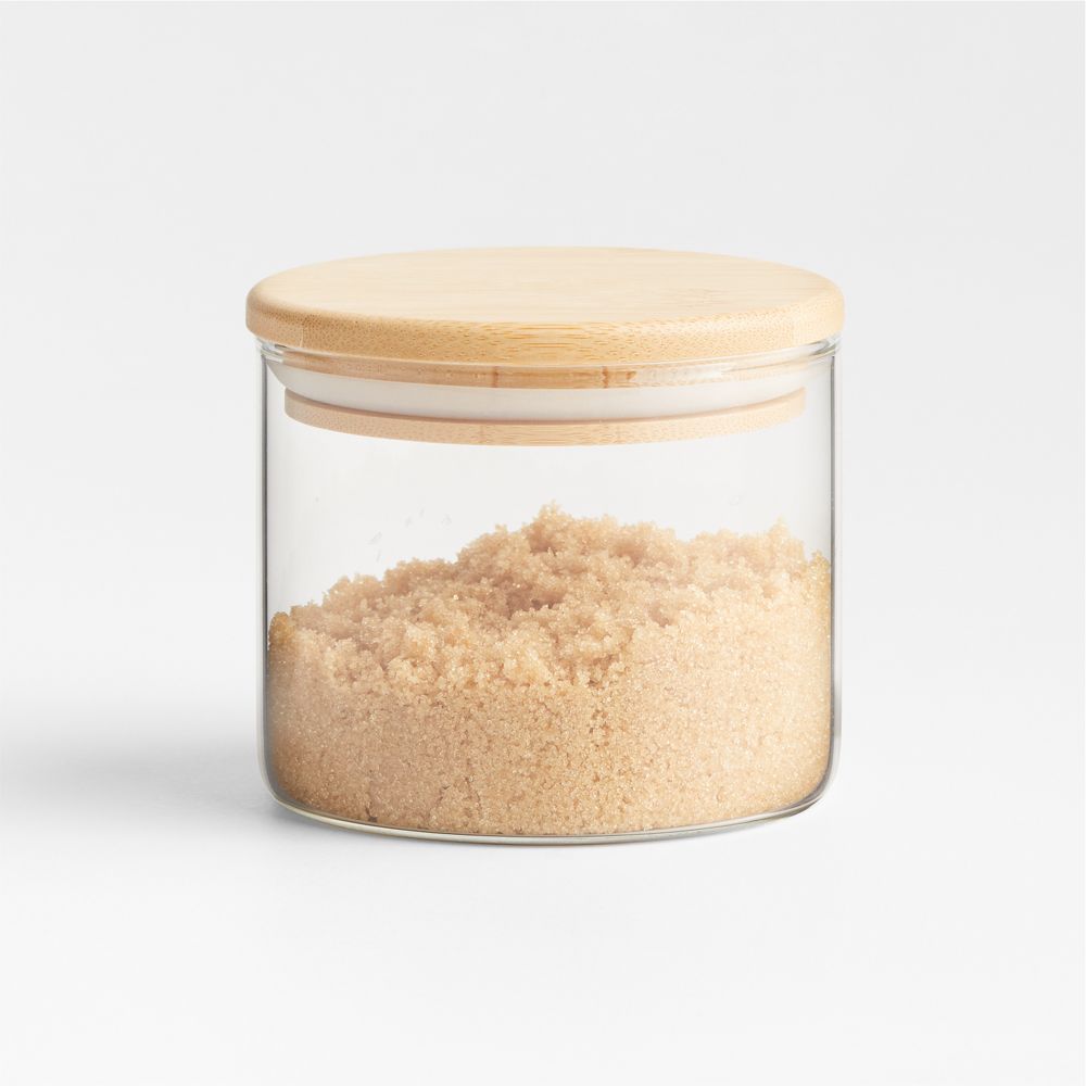 Round Glass Canister with Bamboo Lids
