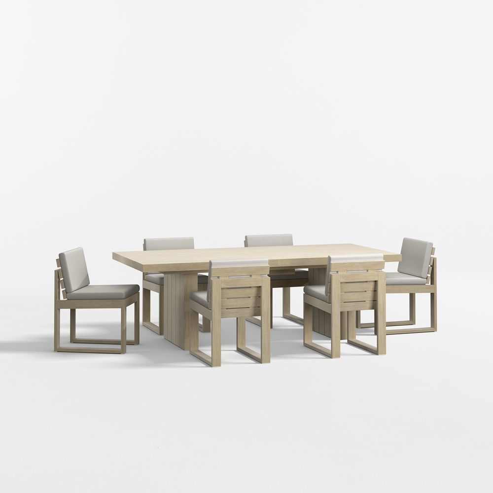 Mallorca 92"-114" Solid Wood Outdoor Extension Dining Table and Chair Set with Cushions