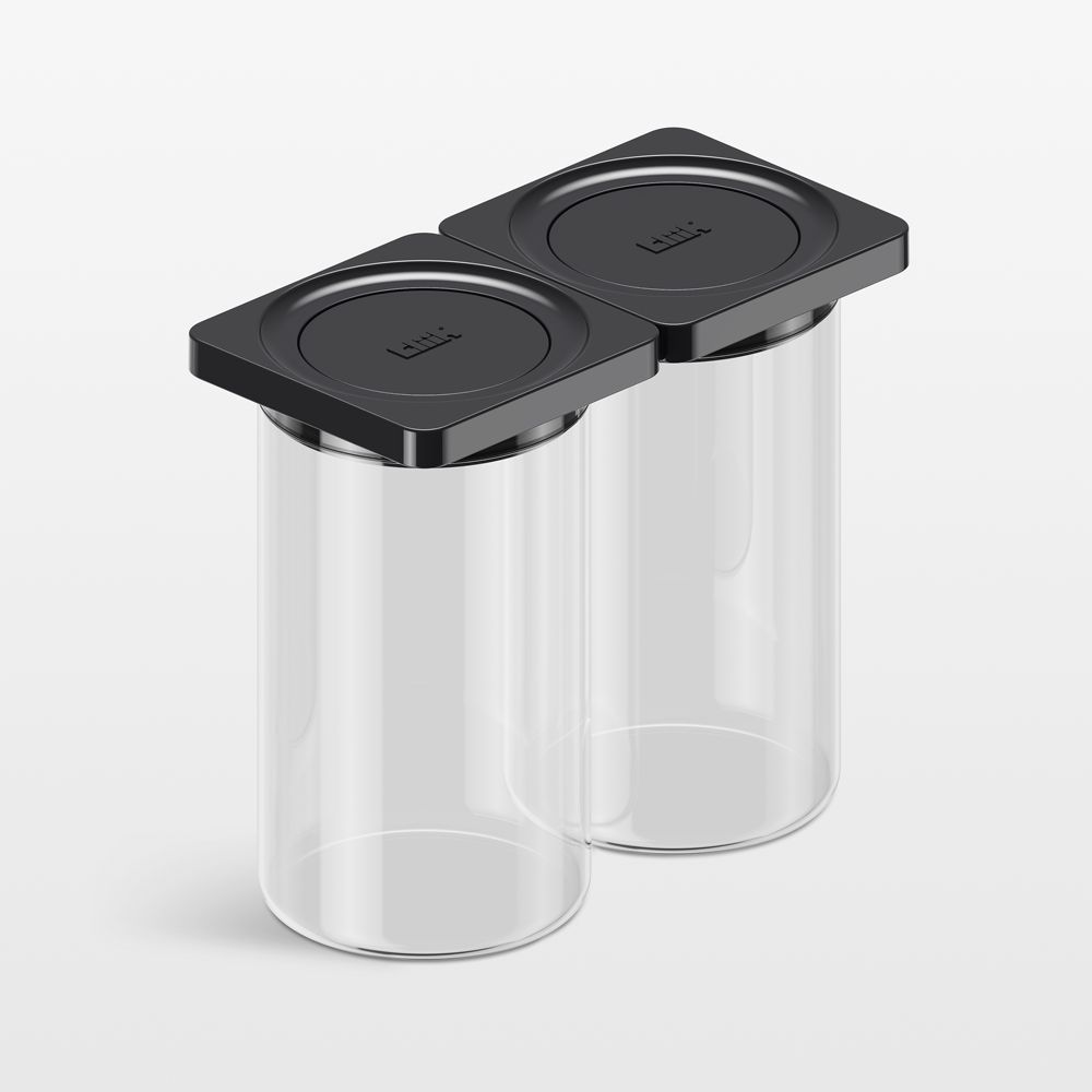 cliik Medium Black 2-Pack Press Glass Canisters