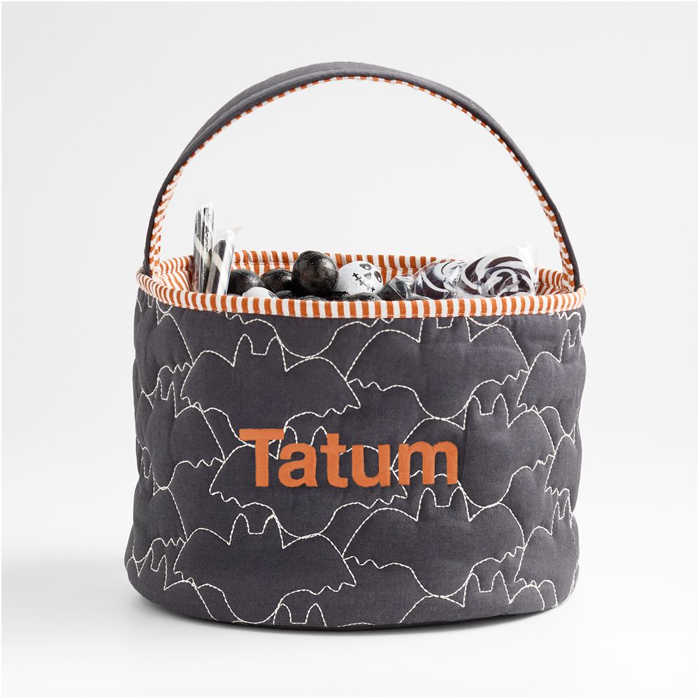 Black Bat Halloween Kids Treat Bag by Joan Anderson