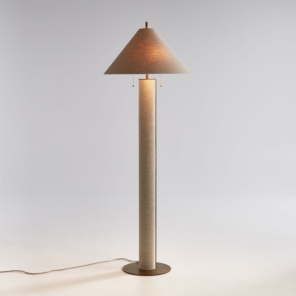 Remi Natural Linen Floor Lamp 65"