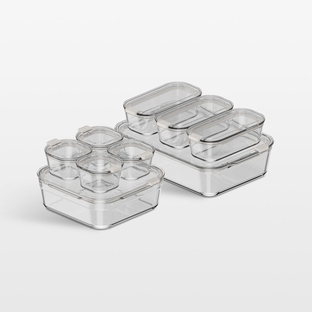 cliik Stack Cream 18-Piece Glass Food Storage Container Set