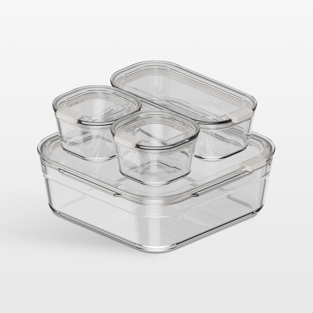 cliik Small Stack Cream Glass Food Storage Containers Family Set