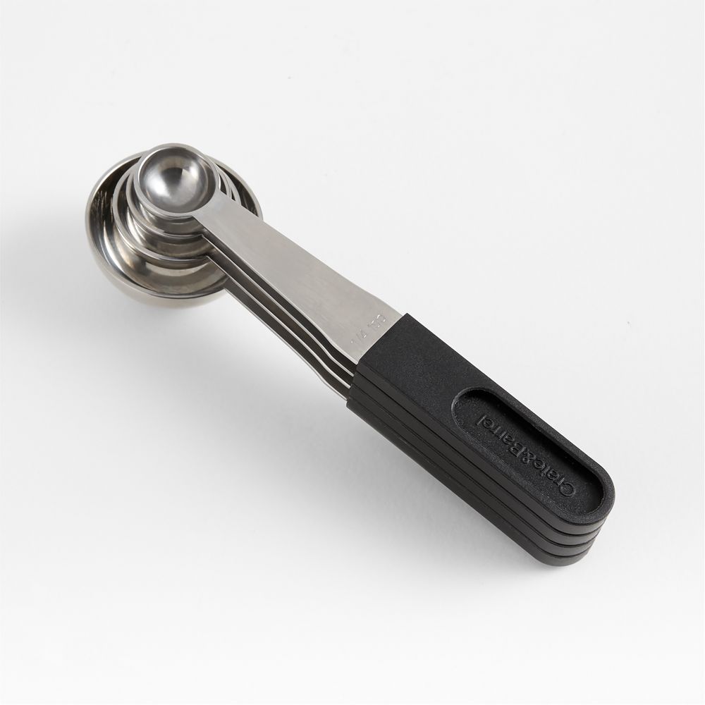 Crate & Barrel Nesting Clip Handle Stainless Steel Measuring Spoons, Set of 4