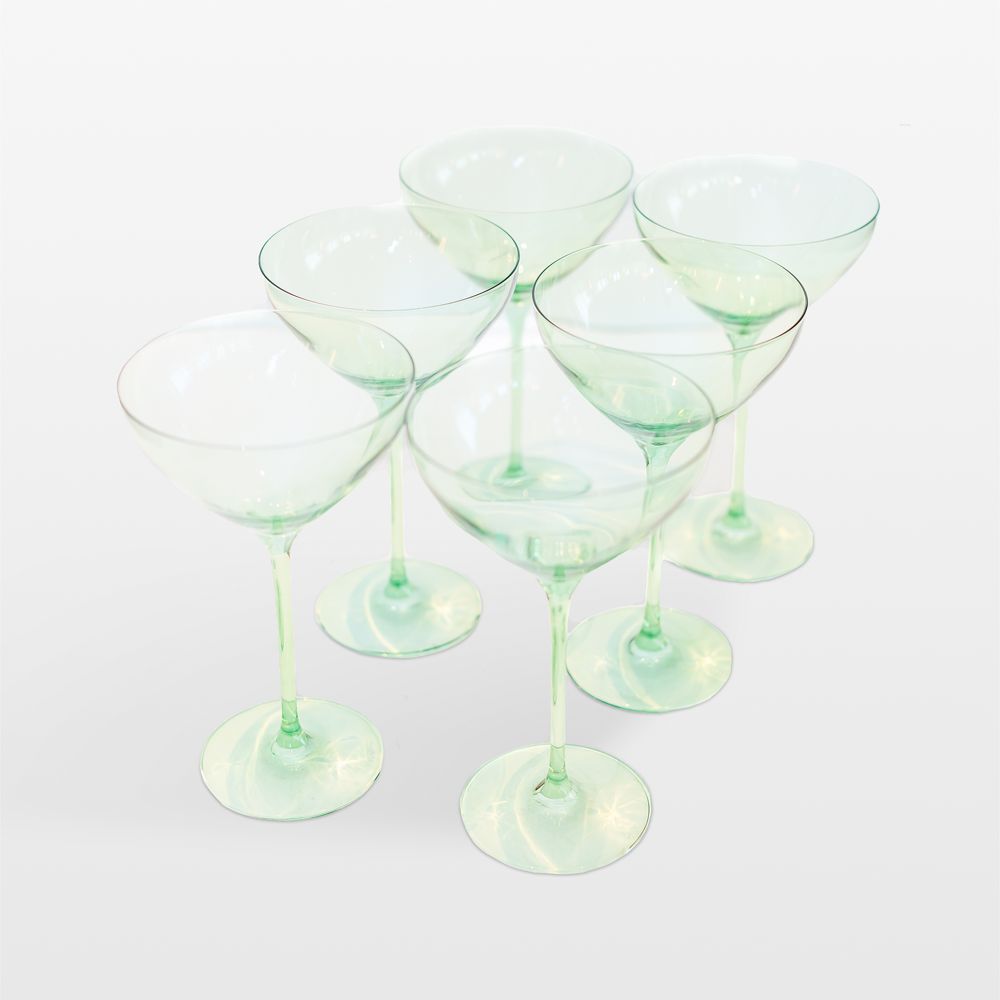 Estelle Mint Green Colored Martini Glasses, Set of 6