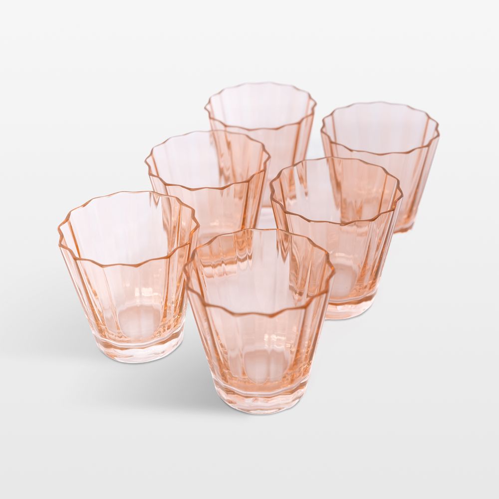 Estelle Blush Pink Colored Sunday Low Balls, Set of 6