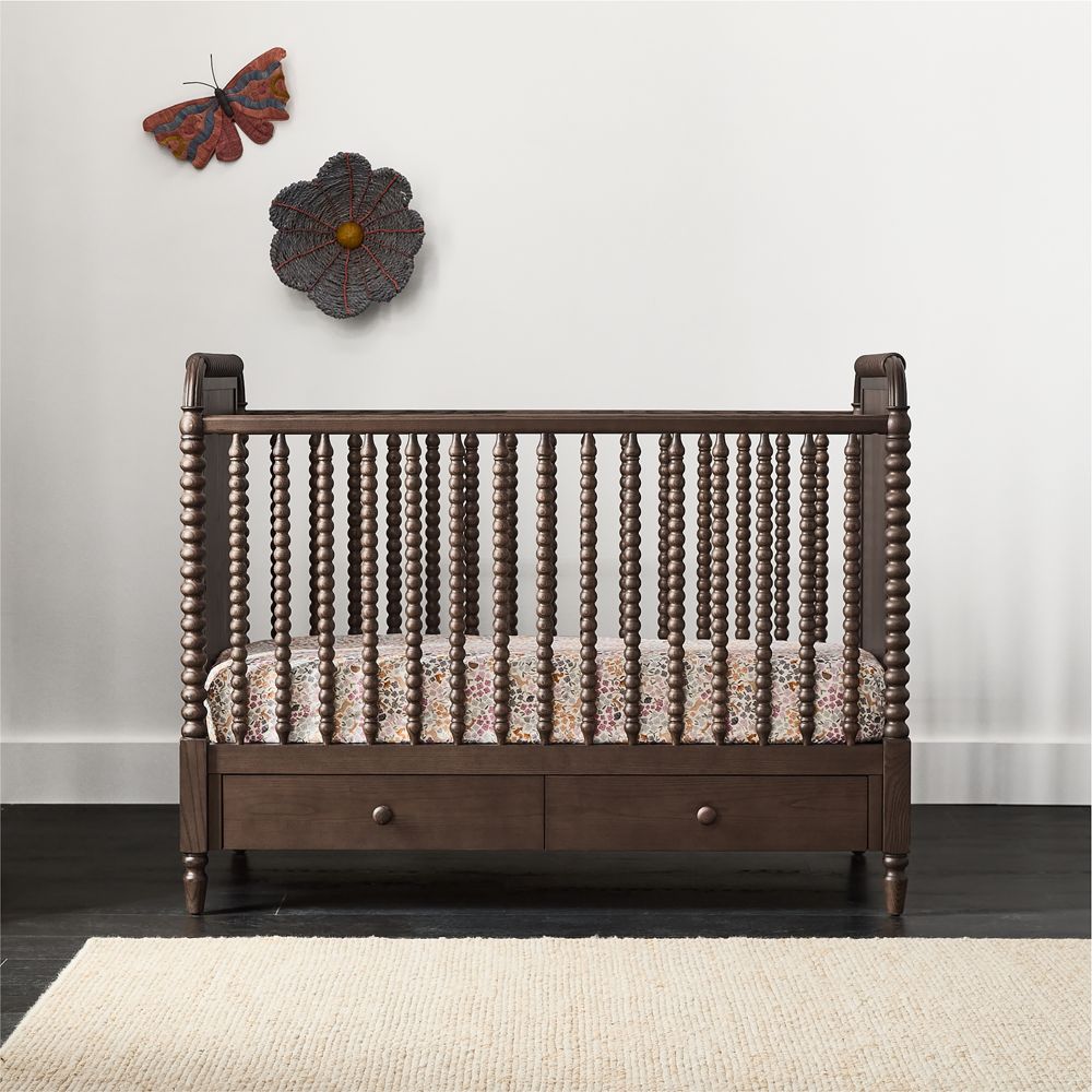 Jenny Lind Heirloom Deep Brown Wood Convertible Storage Crib