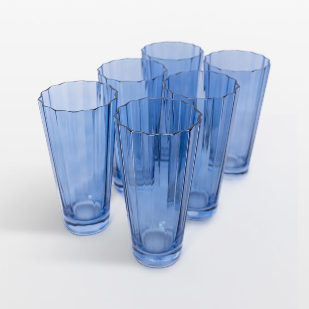 Estelle Cobalt Blue Colored Sunday High Balls, Set of 6