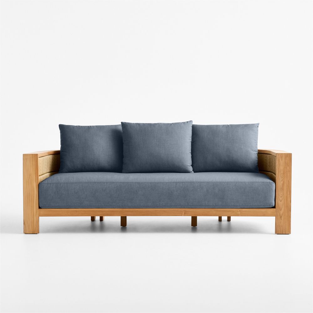 Bali 86" Natural Teak Outdoor Sofa with Sunbrella Cushions