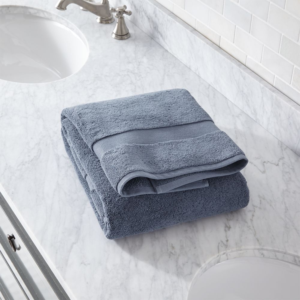 Classic Organic Turkish Cotton Evening Blue Bath Towels