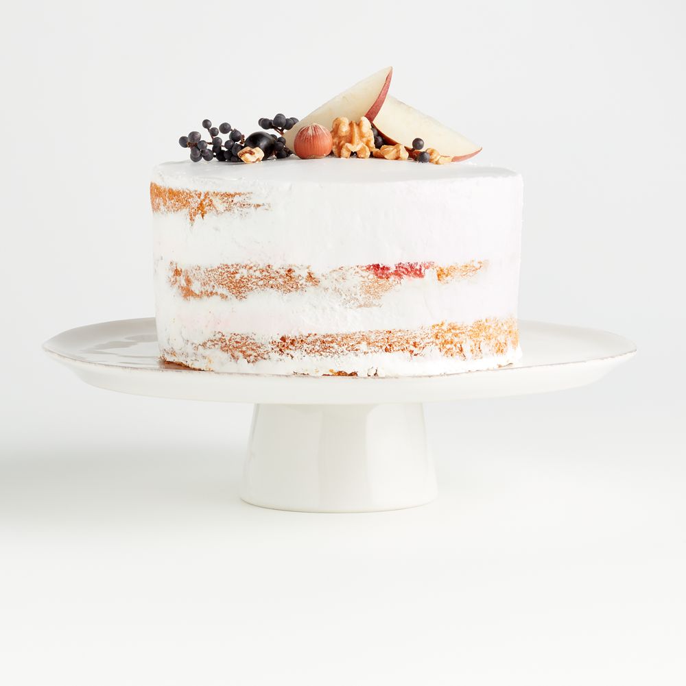 Marin White Large Stoneware Pedestal Cake Stand
