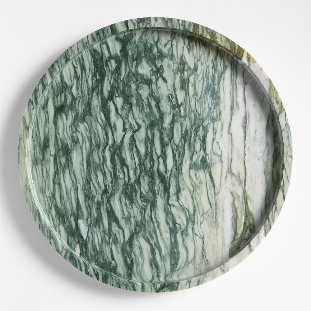 Fern Green 12.5" Round Marble Tray