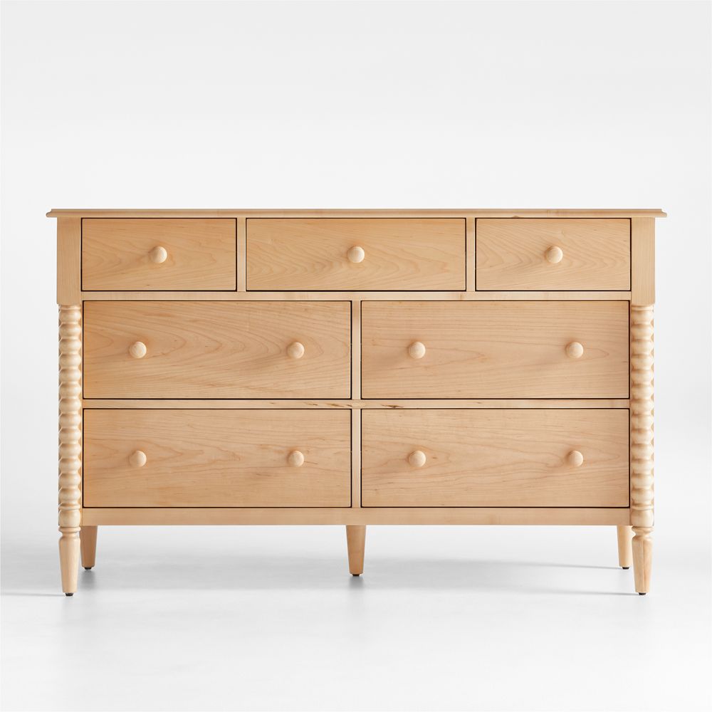 Jenny Lind 54" Maple Wood Wide 7-Drawer Kids Dresser