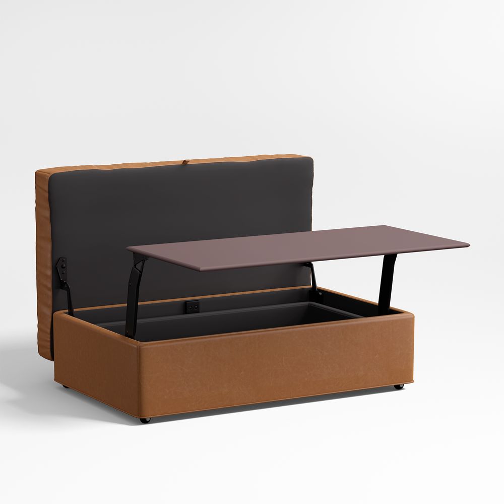 Axis Classic 43" Leather Storage Ottoman with Tray- Image 2