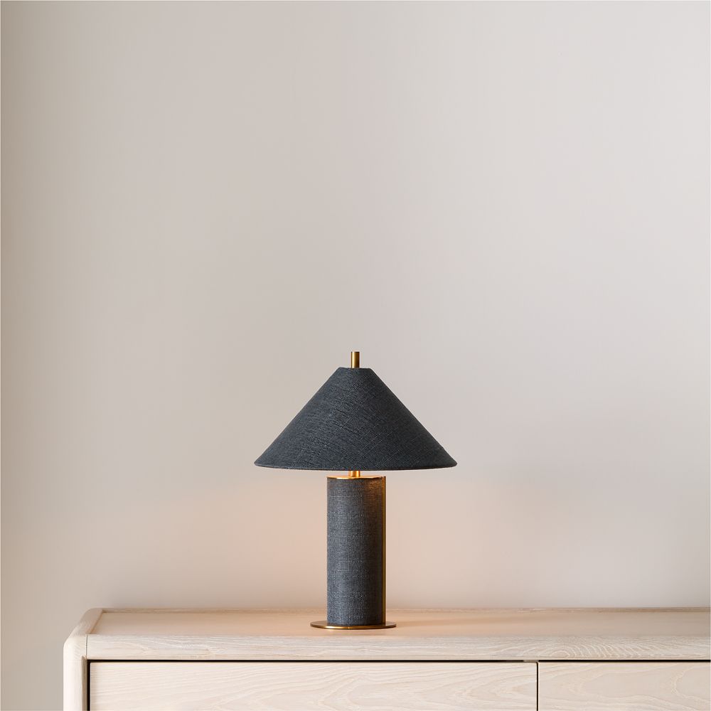 Remi Navy Blue Linen Mini Table Lamp 15"