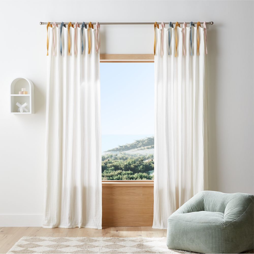 White Tie Organic Cotton Muslin Window Curtain Panel