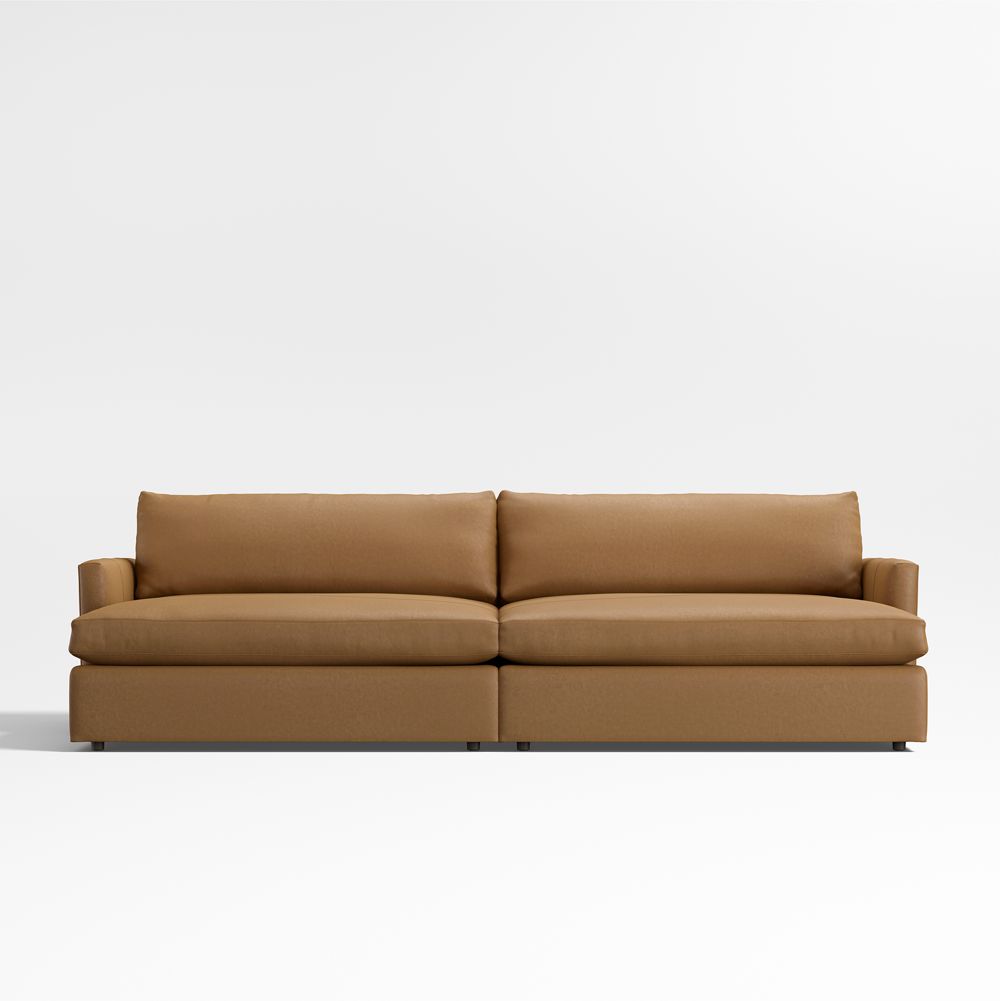 Lounge Classic 2-Piece Leather Sectional Sofa with Double Extra Wide Chaise Lounge
