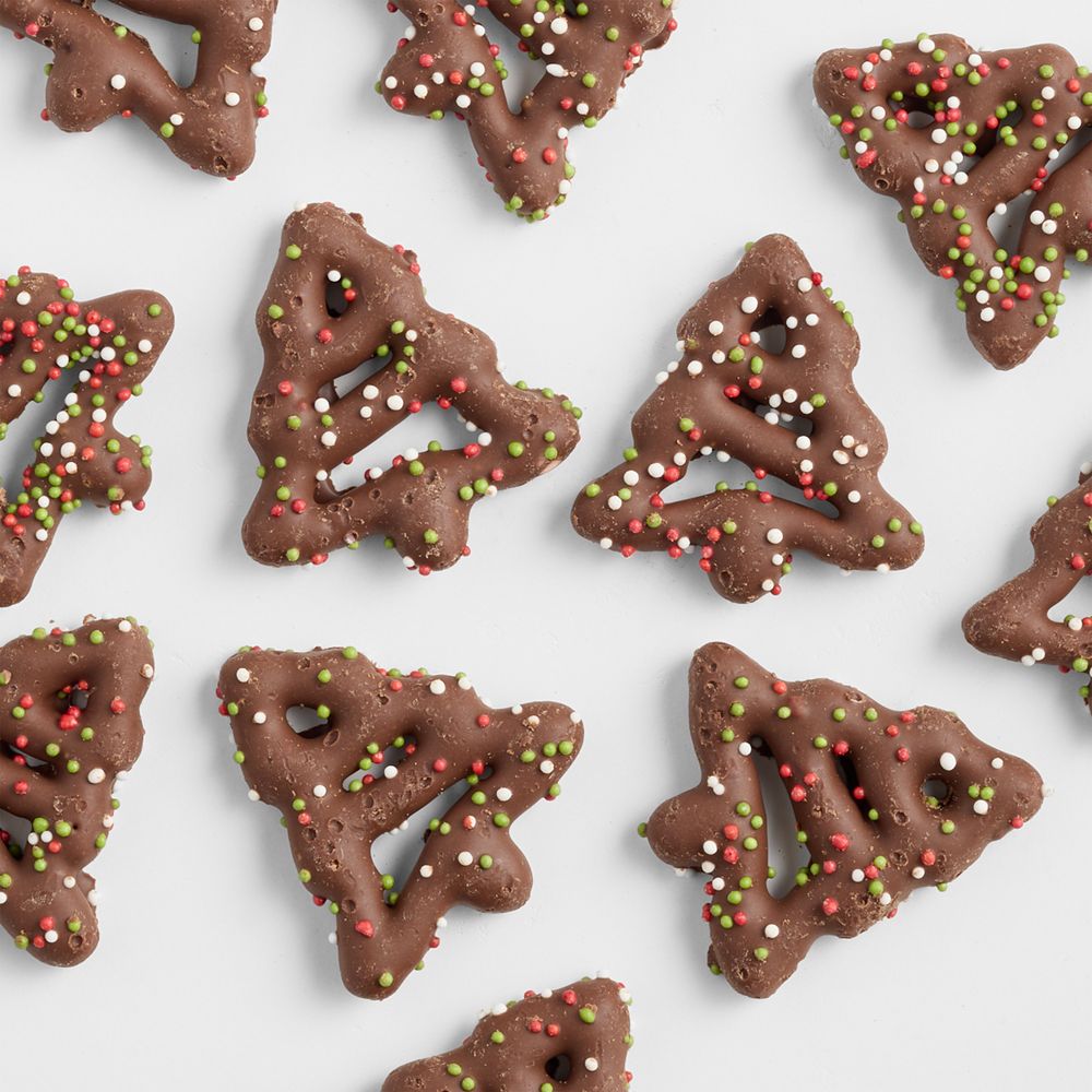 Dark Chocolate-Covered Tree Pretzels in Single-Serve Tent Gift Box