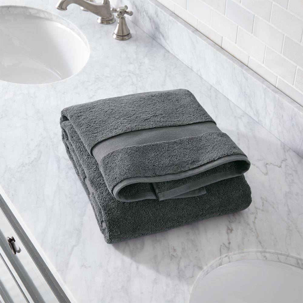 Classic Organic Turkish Cotton Slate Grey Bath Towels