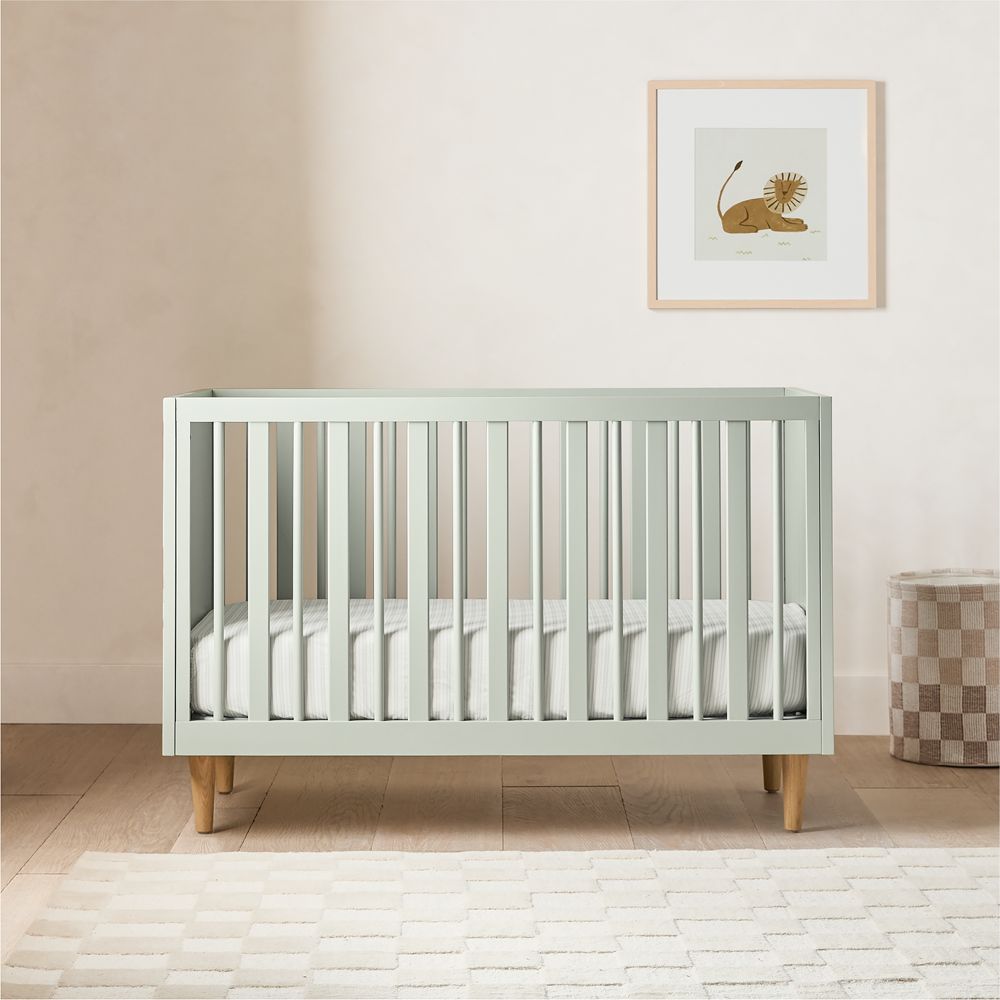 Finn Sage Green Wood Convertible Crib