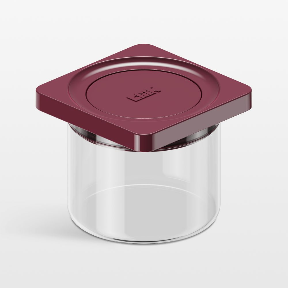 cliik Small Maroon Press Glass Canister