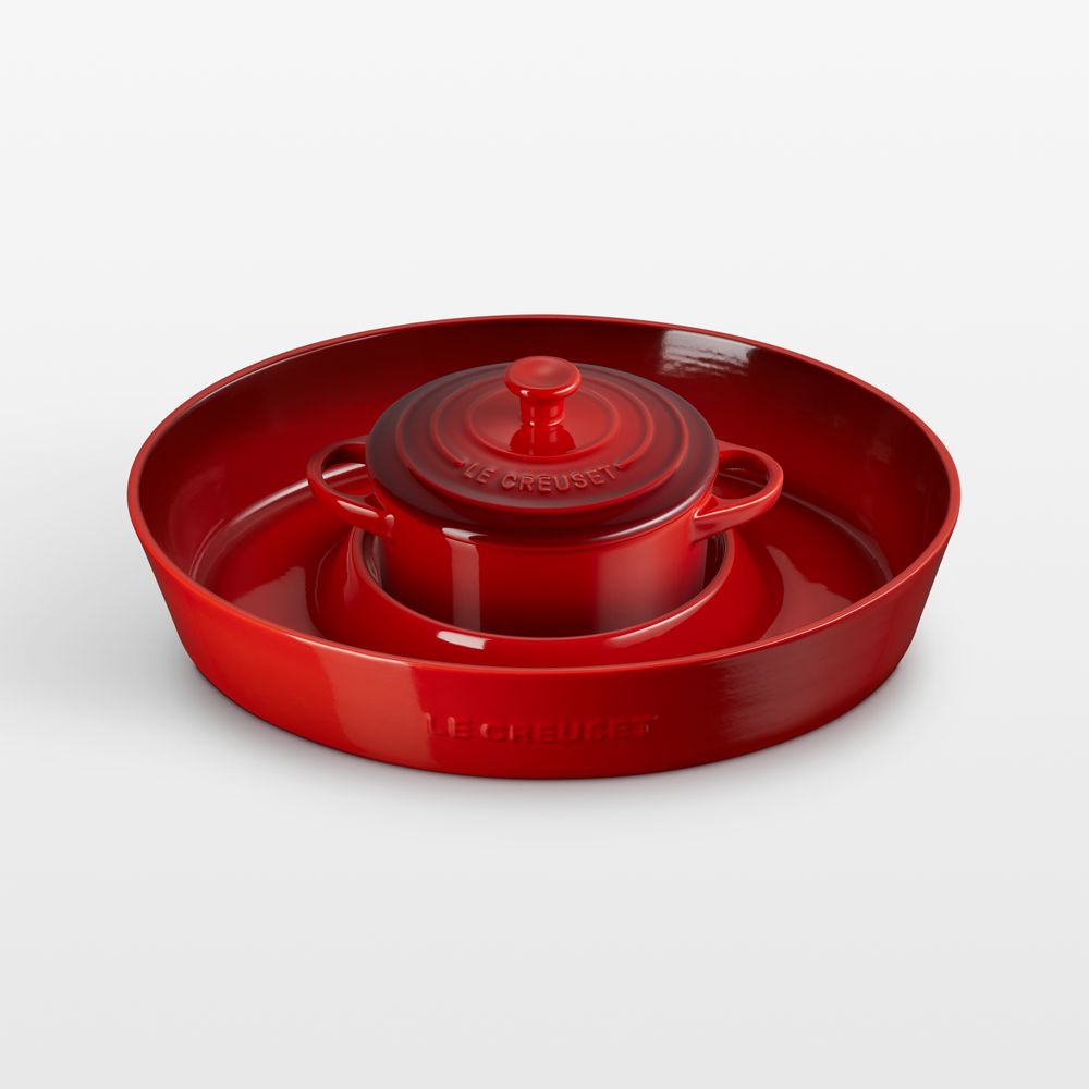 Le Creuset Cerise Chip & Dip with 24-oz. Mini Cocotte 2-Piece Set