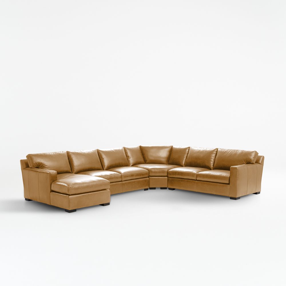Axis 4-Piece L-Shaped Leather Wedge Sectional Sofa with Chaise Lounge