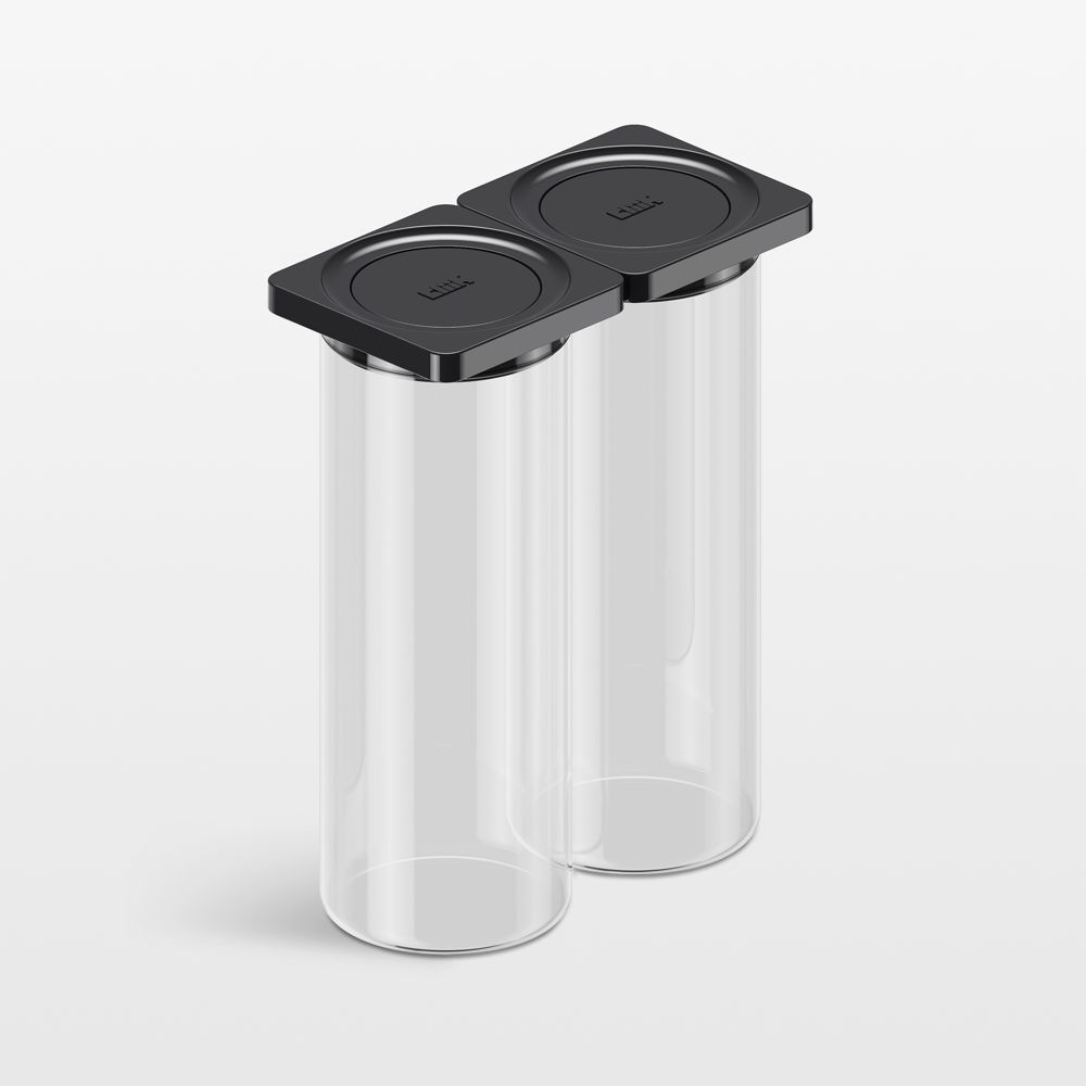 cliik Large Black 2-Pack Press Glass Canisters