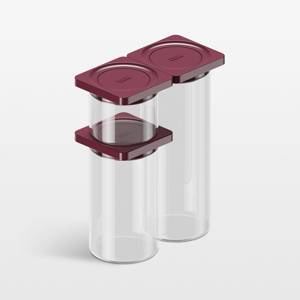cliik Maroon Family Pack Press Glass Canisters