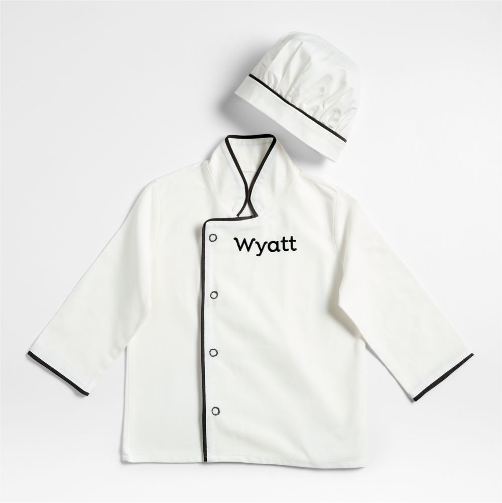 Black and White Kids Chef Coat and Hat Set