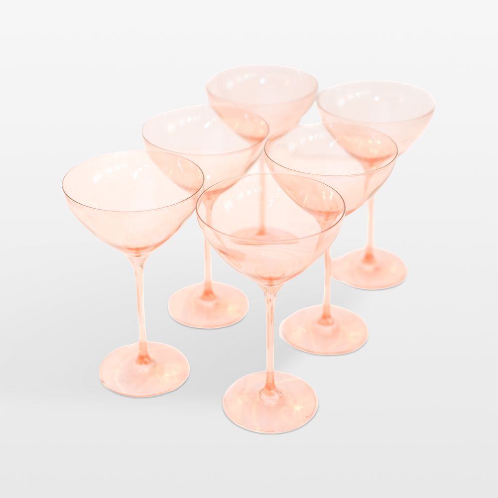 Estelle Blush Pink Colored Martini Glasses, Set of 6