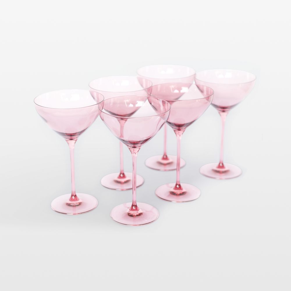 Estelle Rose Colored Martini Glasses, Set of 6