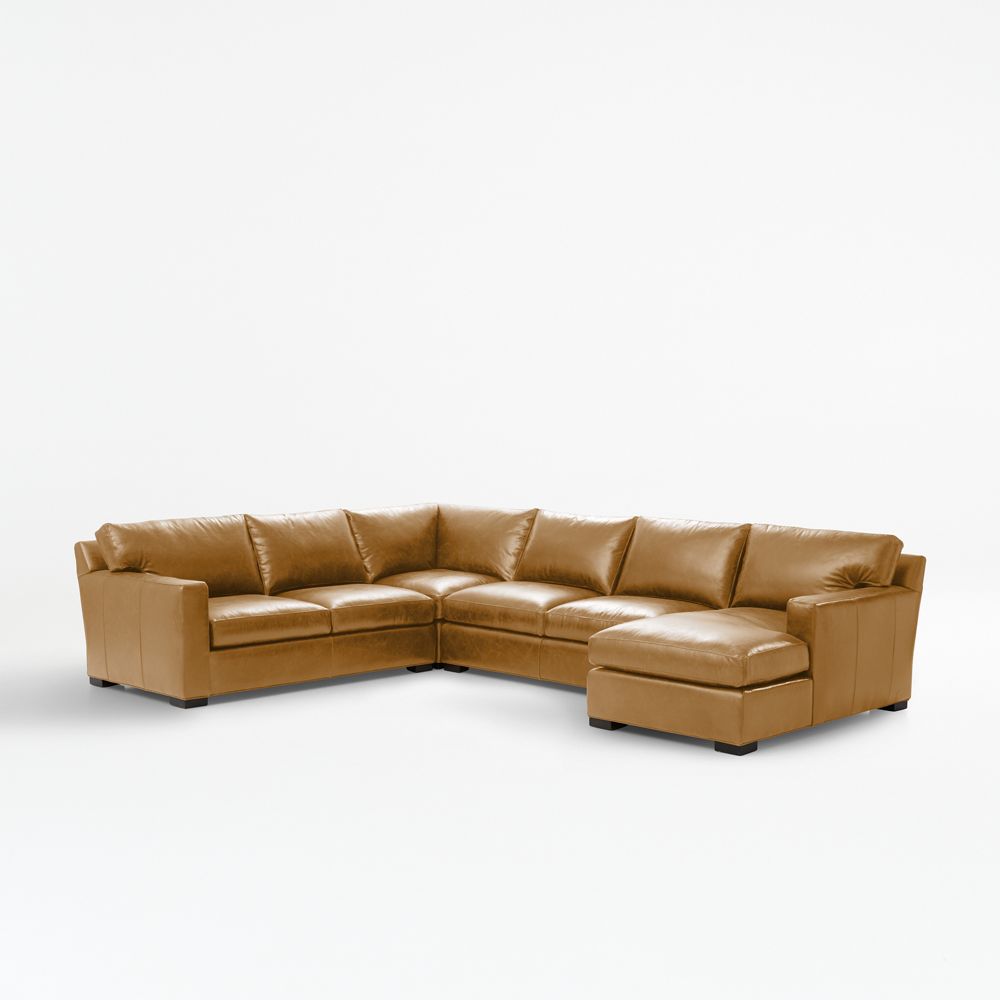 Axis 4-Piece L-Shaped Leather Sectional Sofa with Chaise Lounge