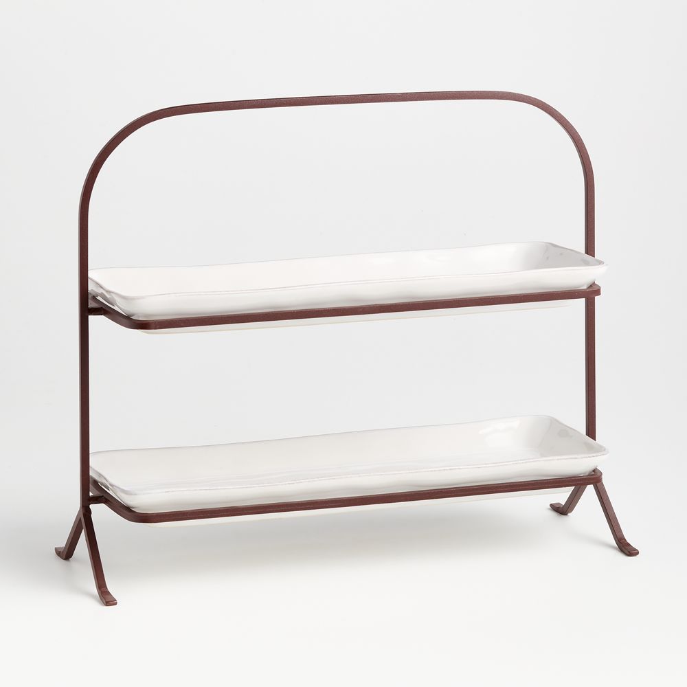 Marin White 2-Tier Server with Plates