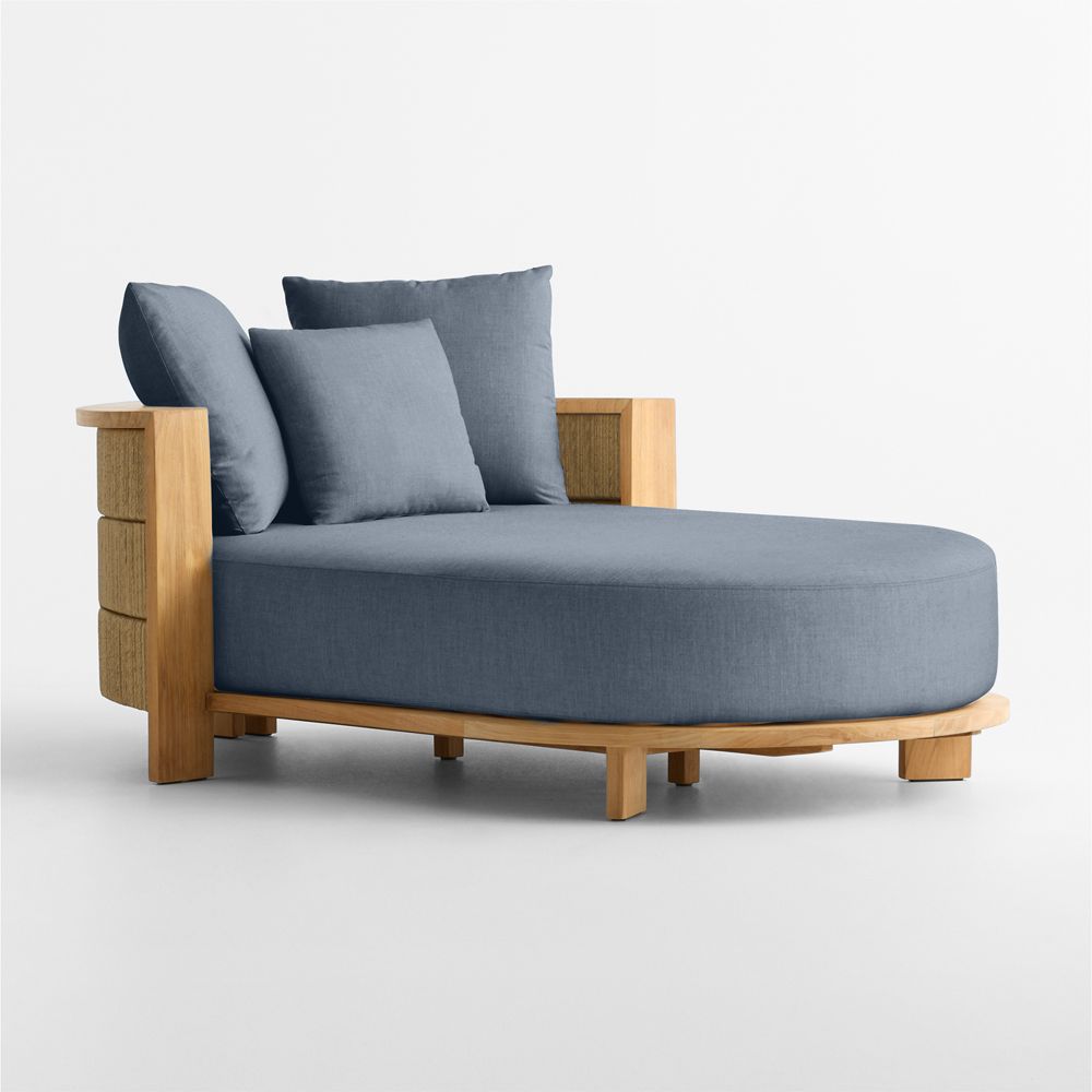 Bali 51" Natural Teak Chaise Daybed with Sunbrella Cushions