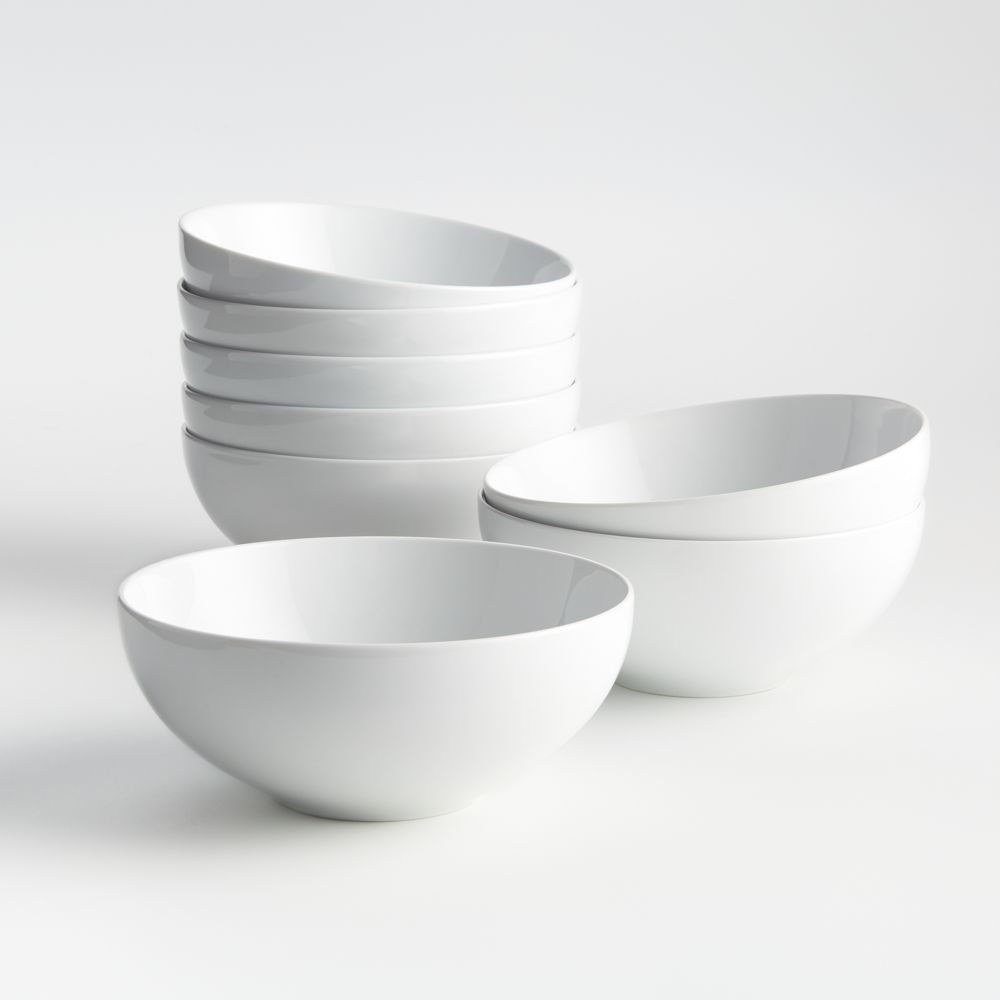 Aspen 7" Porcelain Cereal Bowls, Set of 8